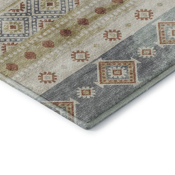 HomeRoots 8' Desert Sand Tribal Round Rug – Durable, Washable, UV Protected, Cozy for Homes with Kids & Pets 645016