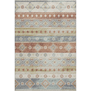 HomeRoots 8' X 10' Tribal Area Rug in Desert Sand, Rust & Ivory - Washable, UV-Protected & Stain-Resistant! 645017
