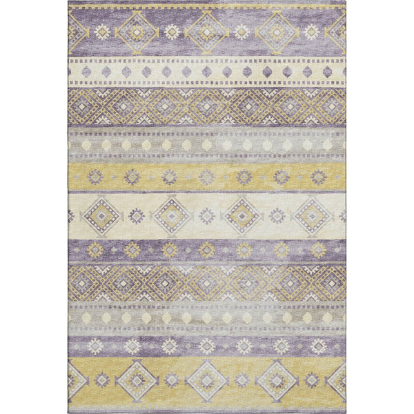 HomeRoots 9' X 12' Tribal Area Rug in Purple, Ivory & Gold – Washable, UV-Protected & Perfect for Busy Homes! 645024