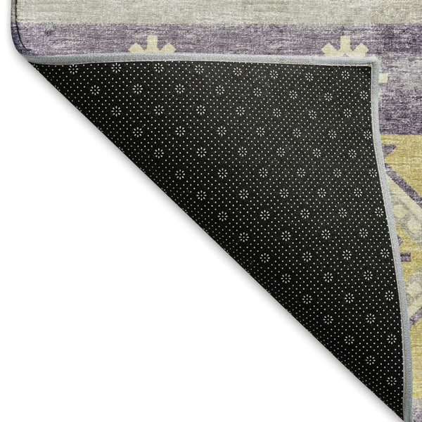 HomeRoots 9' X 12' Tribal Area Rug in Purple, Ivory & Gold – Washable, UV-Protected & Perfect for Busy Homes! 645024