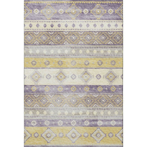 HomeRoots 10' X 14' Purple Ivory Gold Tribal Area Rug - Stain Resistant, Machine Washable & UV Protected Design! 645025