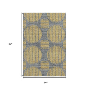 HomeRoots 8' X 10' Gold and Gray Geometric Area Rug - Machine Washable, Stain Resistant, UV Protected Elegance 645047