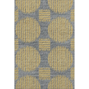 HomeRoots 8' X 10' Gold and Gray Geometric Area Rug - Machine Washable, Stain Resistant, UV Protected Elegance 645047