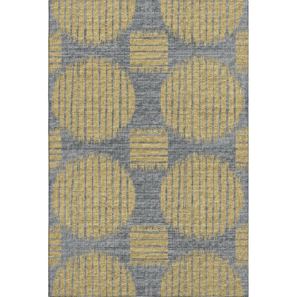 HomeRoots 8' X 10' Gold and Gray Geometric Area Rug - Machine Washable, Stain Resistant, UV Protected Elegance 645047
