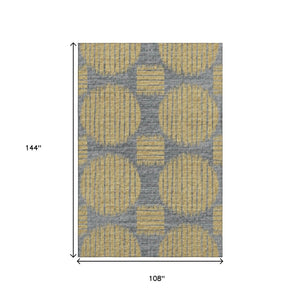 HomeRoots 9' Gold and Gray Geometric Area Rug - Washable, UV Protected, Durable, Perfect for High-Traffic Spaces 645048