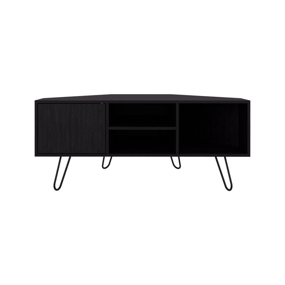 English Elm Ben Lomond TV Stand Black — Space-Saving Mid-Century Engineered Wood Corner TV Console, Durable Chic B092P315564