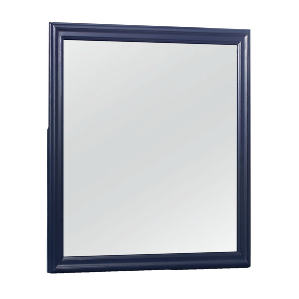 English Elm CHARLSTON Tempered Glass Wall Mirror with Elegant Painted Frame, Large Scale Reflection for Rooms Blue 42.52 L x 40.94 W x 2.36 H B201P215705