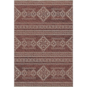 HomeRoots 8' X 10' Stylish Burnt Sienna Tribal Area Rug - Washable, UV-Protected, Perfect for Busy Homes! 645077