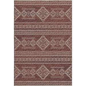 HomeRoots 9' X 12' Durable Burnt Sienna Tribal Area Rug – Machine Washable, UV Protected, Stain Resistant Design 645078