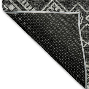 HomeRoots 10' X 14' Gray and Ivory Tribal Area Rug – Stylish, Washable, UV-Protected, and Stain-Resistant Design 645085