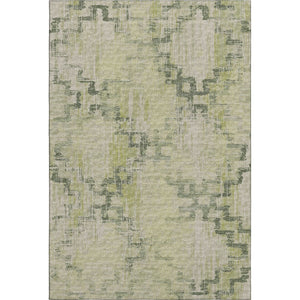 HomeRoots 5' X 8' Green and Beige Tribal Area Rug - Washable, UV Protected, Perfect for High-Traffic Spaces! 645099