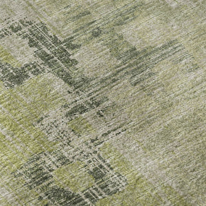 HomeRoots 5' X 8' Green and Beige Tribal Area Rug - Washable, UV Protected, Perfect for High-Traffic Spaces! 645099