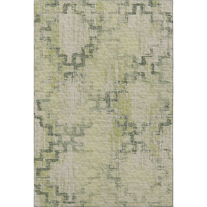 HomeRoots 8' X 10' Green And Beige Tribal Area Rug - Washable, UV-Protected, Durable Design for Homes 645101