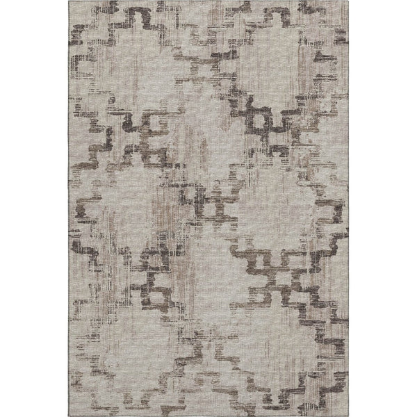 HomeRoots 5' X 8' Coffee and Ivory Tribal Washable Area Rug with UV Protection for Stylish, Low-Maintenance Living 645105