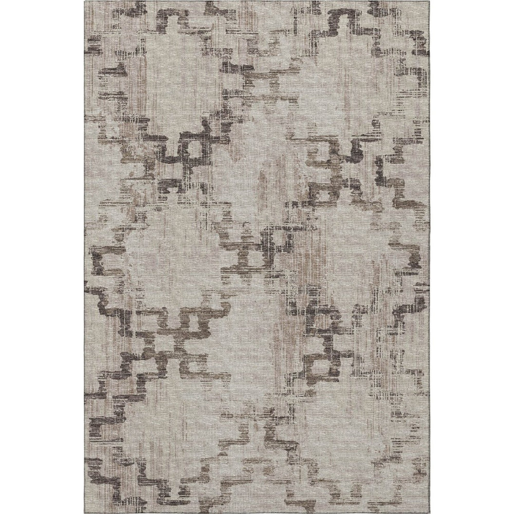 HomeRoots 5' X 8' Coffee and Ivory Tribal Washable Area Rug with UV Protection for Stylish, Low-Maintenance Living 645105