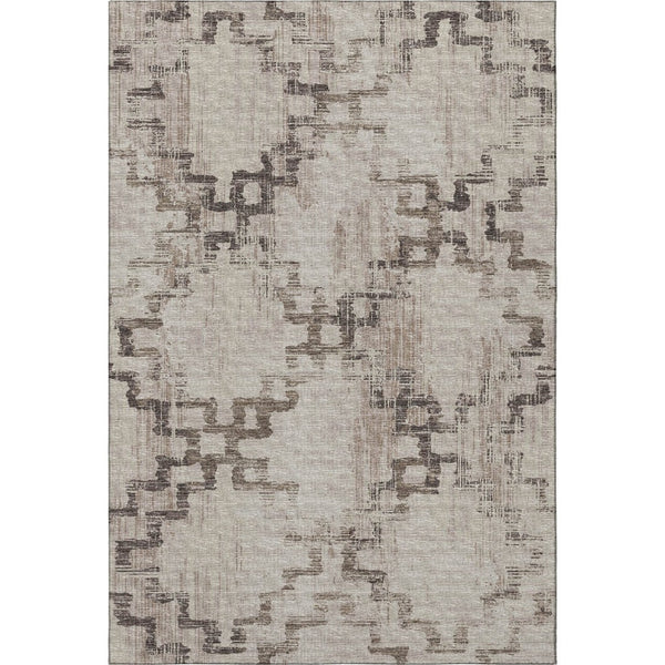 HomeRoots 5' X 8' Coffee and Ivory Tribal Washable Area Rug with UV Protection for Stylish, Low-Maintenance Living 645105