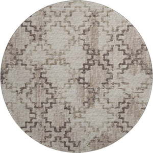 HomeRoots 8' Coffee and Ivory Tribal Round Rug - Durable, Washable, UV-Protected for Homes with Kids & Pets 645106