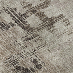 HomeRoots 8' Coffee and Ivory Tribal Round Rug - Durable, Washable, UV-Protected for Homes with Kids & Pets 645106