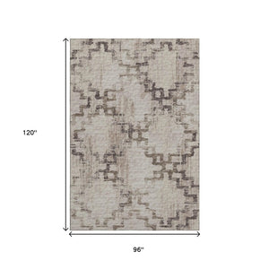 HomeRoots 8' X 10' Coffee And Ivory Tribal Area Rug - Durable, Washable, UV-Protected for Family Spaces 645107
