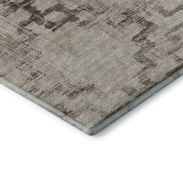 HomeRoots 8' X 10' Coffee And Ivory Tribal Area Rug - Durable, Washable, UV-Protected for Family Spaces 645107