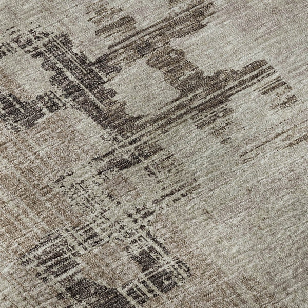 HomeRoots 8' X 10' Coffee And Ivory Tribal Area Rug - Durable, Washable, UV-Protected for Family Spaces 645107