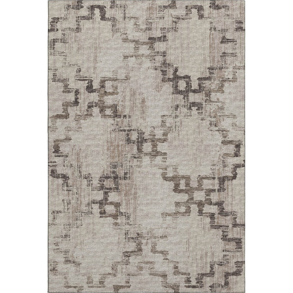 HomeRoots 10' X 14' Coffee And Ivory Tribal Area Rug - Machine Washable, UV-Protected, Stain-Resistant Design 645109