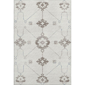 HomeRoots 8' X 10' Elegant Taupe & Ivory Floral Medallion Area Rug - Washable, UV-Resistant, Durable Design 645113