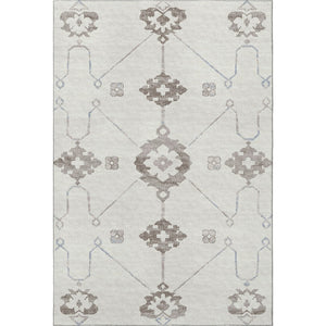 HomeRoots 9' X 12' Taupe & Ivory Floral Medallion Rug - Washable, UV-Protected, Ideal for Busy Homes 645114