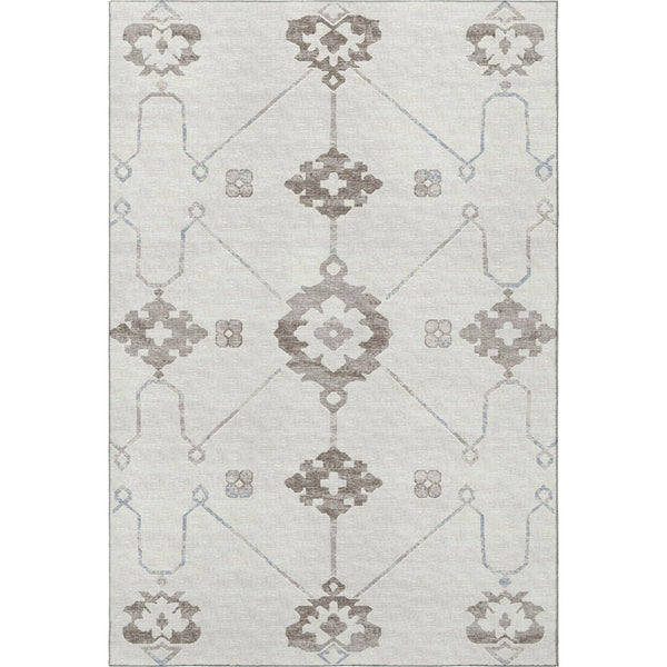 HomeRoots 9' X 12' Taupe & Ivory Floral Medallion Rug - Washable, UV-Protected, Ideal for Busy Homes 645114