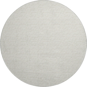 HomeRoots 8' Washable Round Rug in Linen & Ivory Houndstooth - UV Protected, Stain Resistant, Perfect for Homes! 645136
