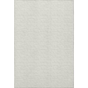 HomeRoots 9' X 12' Versatile Linen & Ivory Houndstooth Area Rug - Washable, UV-Protected for Active Homes! 645138