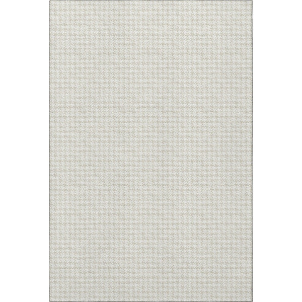 HomeRoots 9' X 12' Versatile Linen & Ivory Houndstooth Area Rug - Washable, UV-Protected for Active Homes! 645138