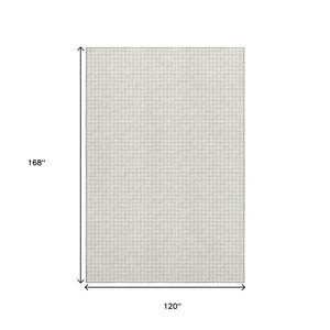 HomeRoots 10' X 14' Linen Houndstooth Area Rug – Washable, UV-Protected, Stain-Resistant for Stylish Durability! 645139