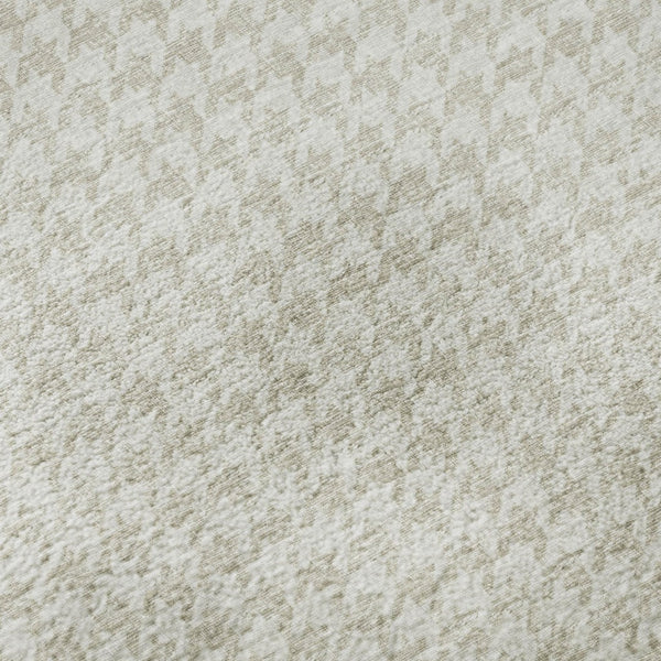 HomeRoots 10' X 14' Linen Houndstooth Area Rug – Washable, UV-Protected, Stain-Resistant for Stylish Durability! 645139