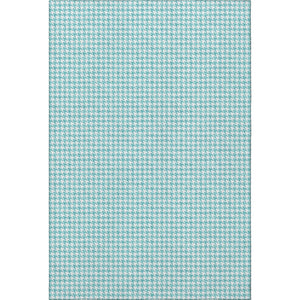 HomeRoots 8' X 10' Aqua & White Houndstooth Washable Area Rug – Durable, Stylish, UV Protected for Any Space! 645143