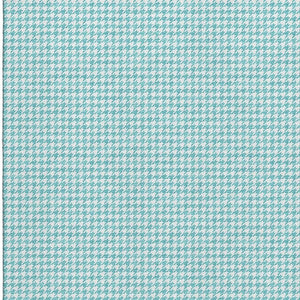 HomeRoots 10' Aqua & White Houndstooth Washable Area Rug - Durable, Stain Resistant, UV Protected for Homes 645145