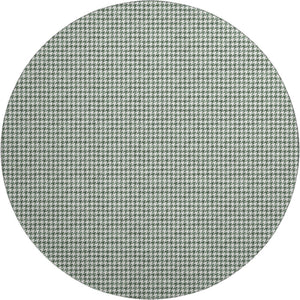 HomeRoots 8' Green And White Houndstooth Washable Round Rug - Durable, UV Protected, Stain-Resistant Beauty! 645148