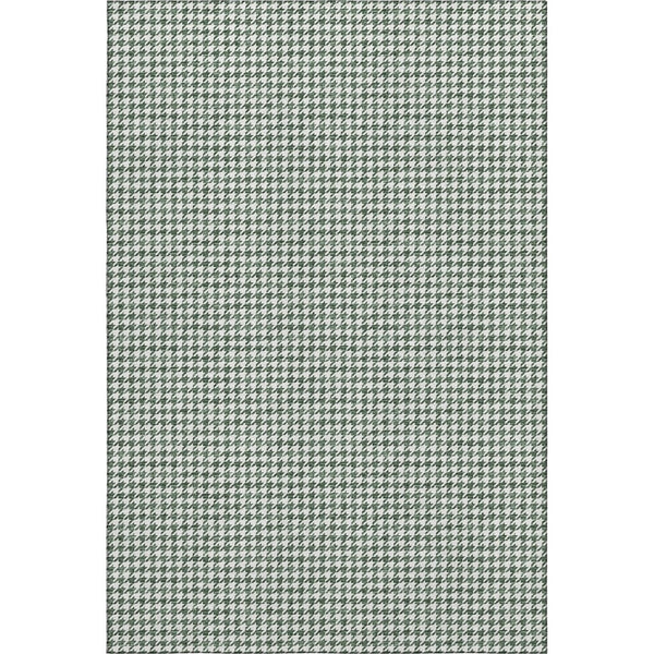 HomeRoots 8' X 10' Green and White Houndstooth Washable Area Rug - Stylish, Durable, and UV-Protected Design 645149