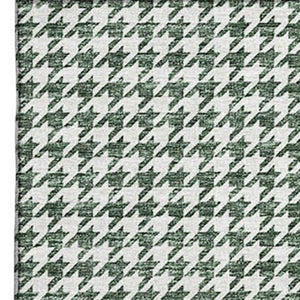 HomeRoots 9' X 12' Green and White Houndstooth Area Rug - Stylish, Washable, Stain-Resistant for Busy Homes 645150