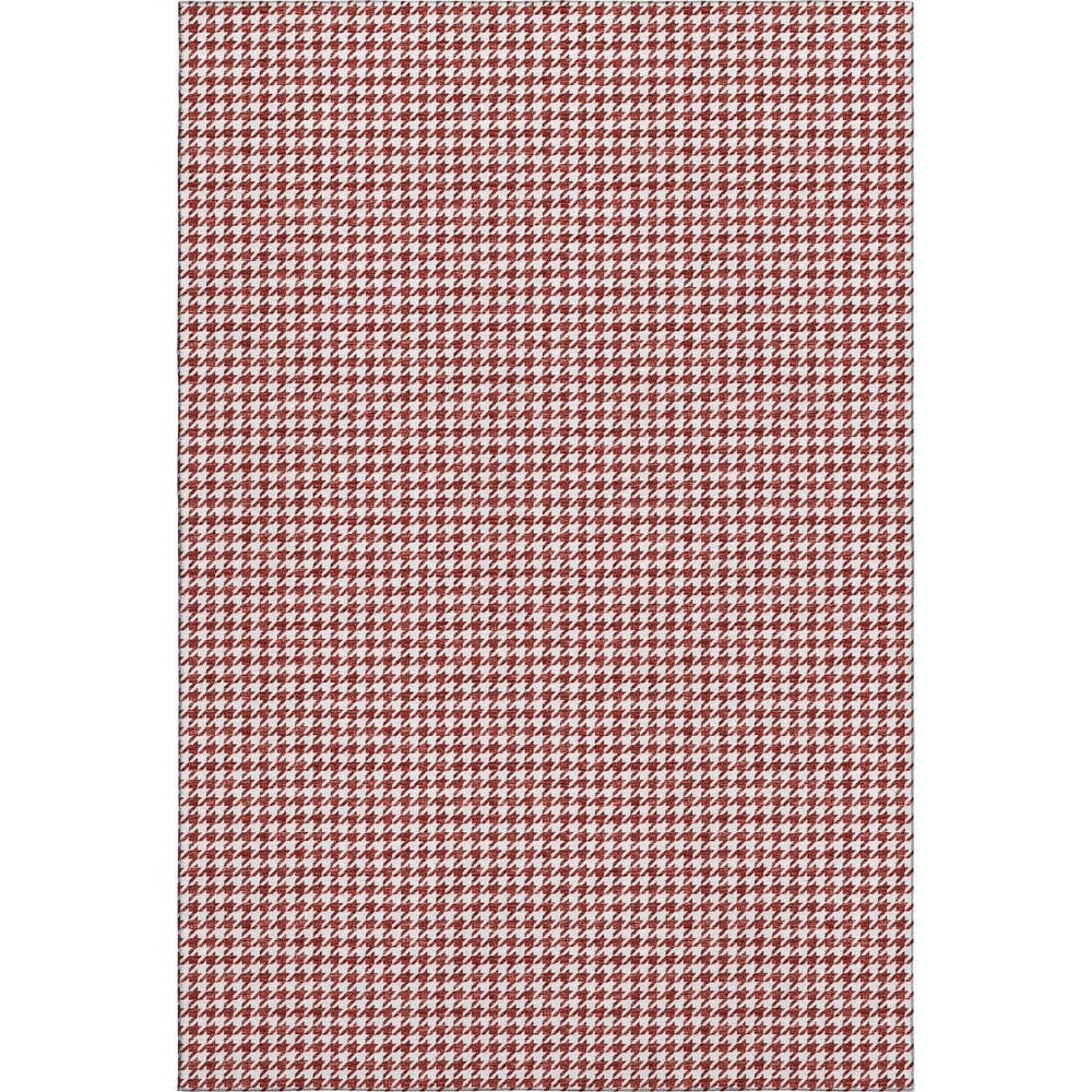 HomeRoots 5' X 8' Stylish Red and White Houndstooth Area Rug with Stain Resistance and UV Protection for Home 645153