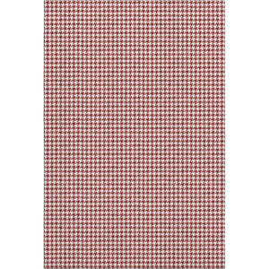 HomeRoots 5' X 8' Stylish Red and White Houndstooth Area Rug with Stain Resistance and UV Protection for Home 645153