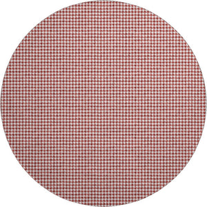 HomeRoots 8' Red and White Houndstooth Washable Round Rug - Durable, Stylish, UV Protected for High Traffic Areas 645154