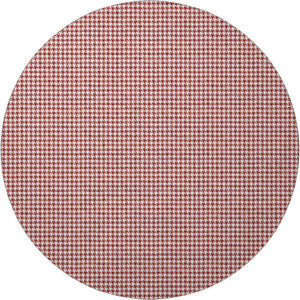 HomeRoots 8' Red and White Houndstooth Washable Round Rug - Durable, Stylish, UV Protected for High Traffic Areas 645154