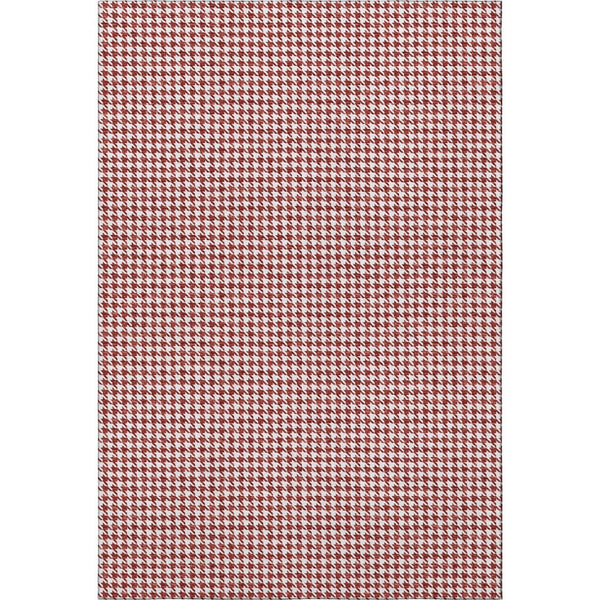 HomeRoots 8' X 10' Red And White Houndstooth Area Rug - Washable, UV Protected, Stylish & Durable for Homes 645155