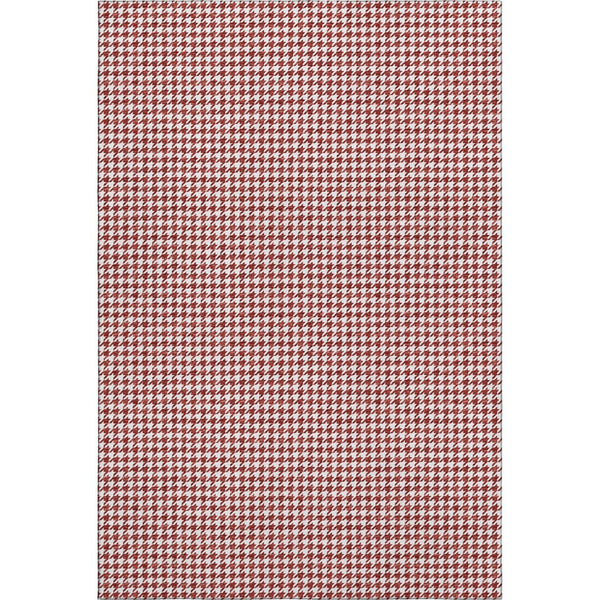 HomeRoots 9' X 12' Red and White Houndstooth Area Rug - Washable, UV-Protected, Durable for High-Traffic Spaces 645156