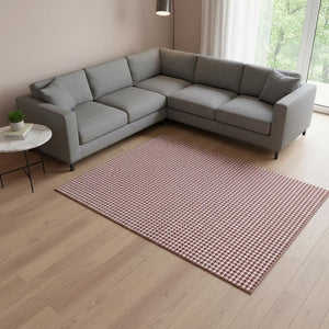HomeRoots 10' Houndstooth Area Rug - Bold Red & White Design, Washable, UV Protected, Stain Resistant for Homes 645157