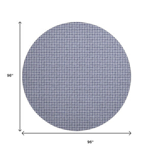 HomeRoots 8' Navy Blue Houndstooth Round Rug – Washable, UV Protected, Durable & Stylish for Any Space! 645160