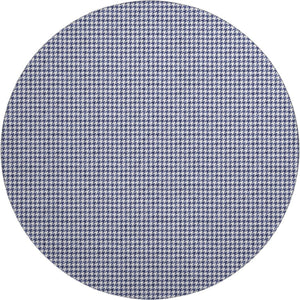 HomeRoots 8' Navy Blue Houndstooth Round Rug – Washable, UV Protected, Durable & Stylish for Any Space! 645160