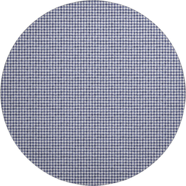HomeRoots 8' Navy Blue Houndstooth Round Rug – Washable, UV Protected, Durable & Stylish for Any Space! 645160