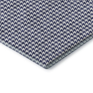 HomeRoots 8' Navy Blue Houndstooth Round Rug – Washable, UV Protected, Durable & Stylish for Any Space! 645160
